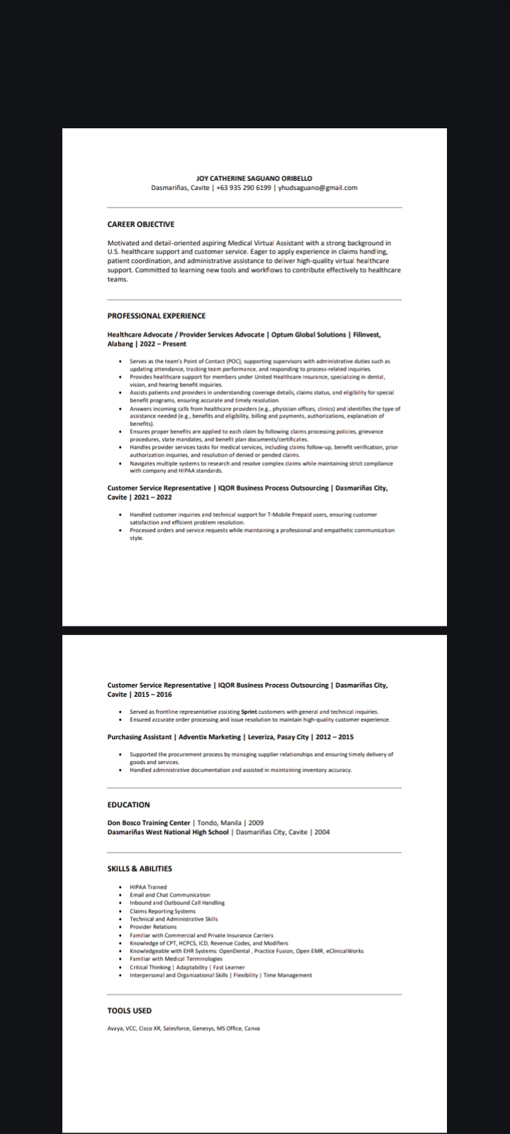 UPLOAD RESUME
