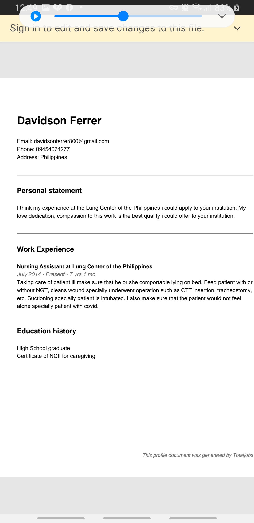 UPLOAD RESUME