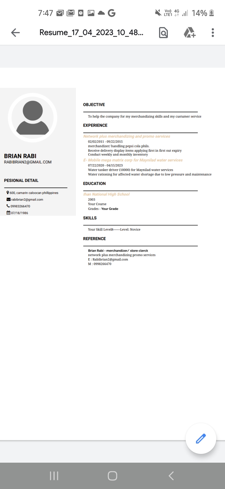 UPLOAD RESUME