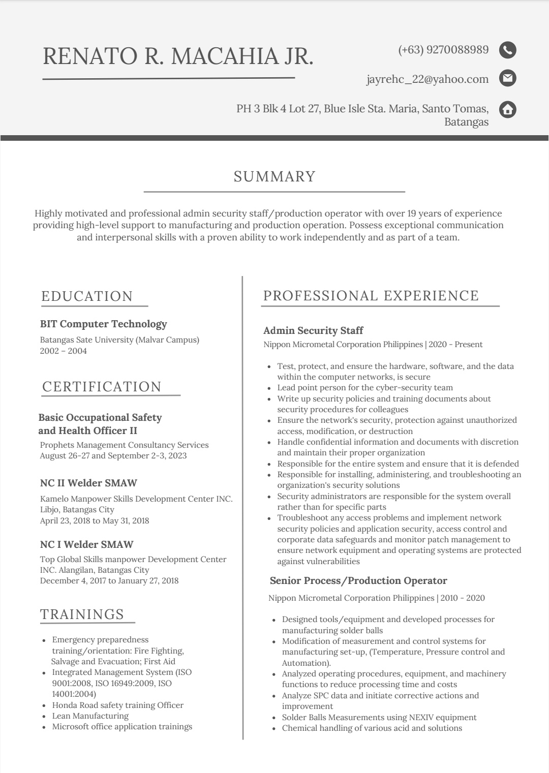 UPLOAD RESUME